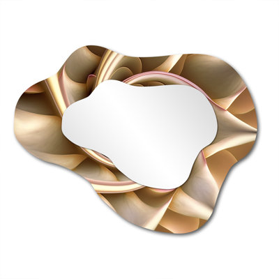 Fractal Flower In Vintage Rose Gold IV - Fractals Cloud Mirror, Gold Asymmetrical Decorative Wall Mirror, Printed Metal Art