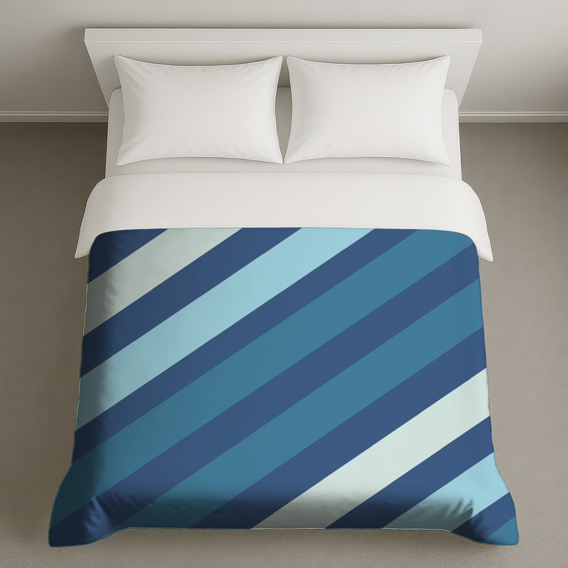 Housses de couette bleues à rayures diagonales, Lit simple