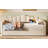 Upholstered Twin Daybed With Adjustable Pop Up Twin Trundle, USB And Type C Charging Ports, Side Pockets, No Box Spring Required, Beige-1643367927