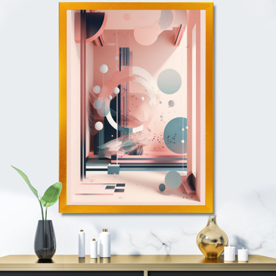 " Soft Blue And Pinkd Minimal Mid Century Art II "
