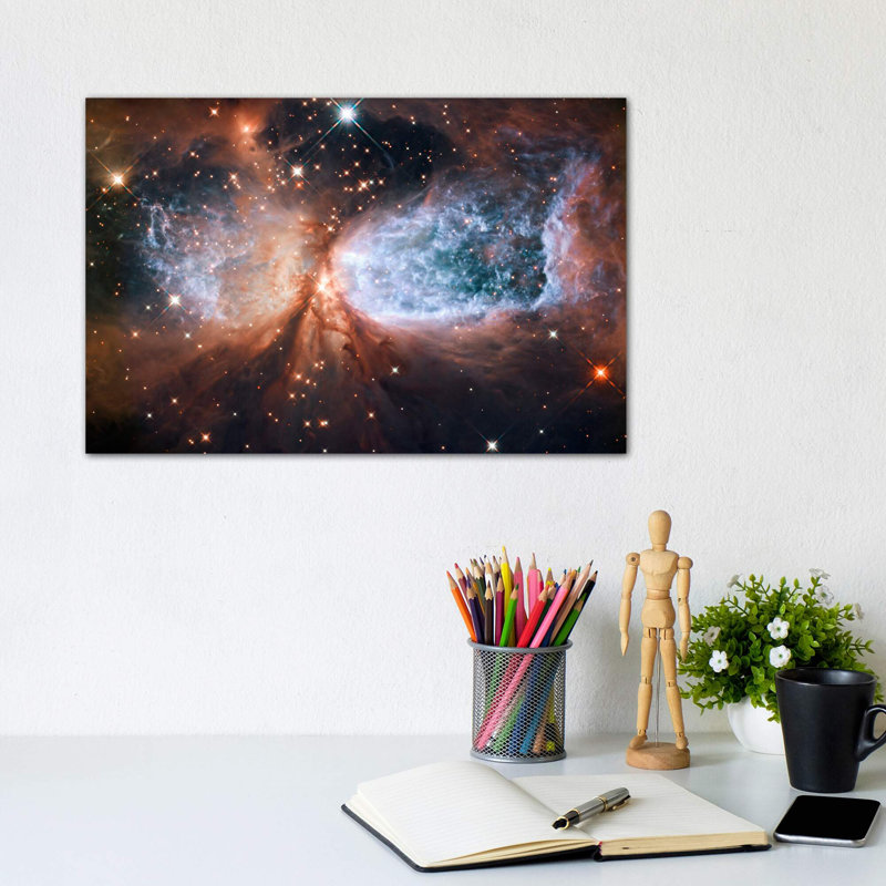 Celestial Snow Angel S106 Nebula (Hubble Space Telescope) - Floater Frame Print on Canvas, 30.48 cm H x 45.72 cm W