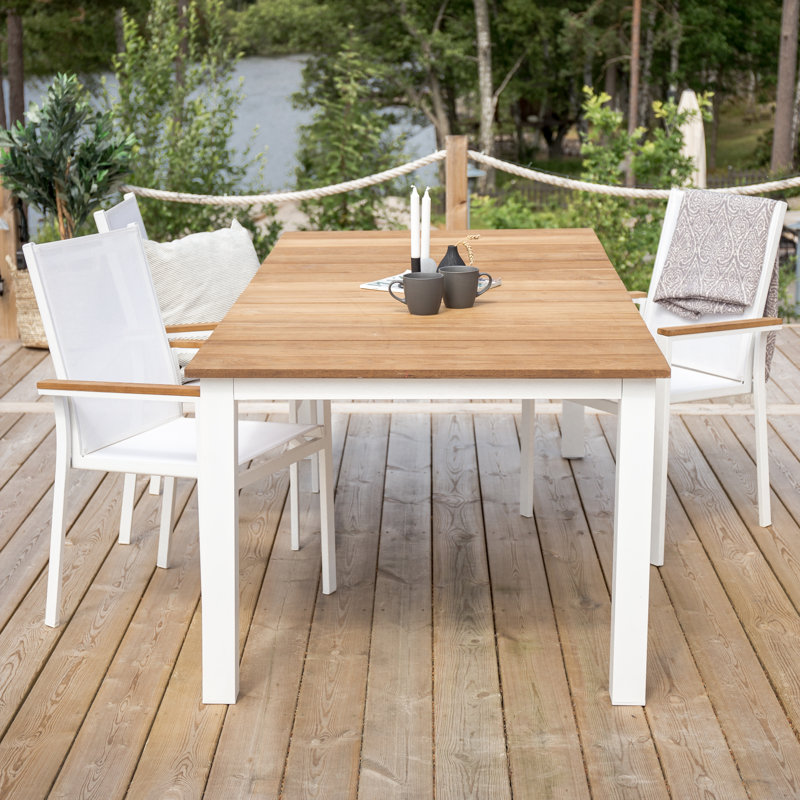 Anoki 6 - Person Teak Solid Wood Patio Dining Set Rectangular Table