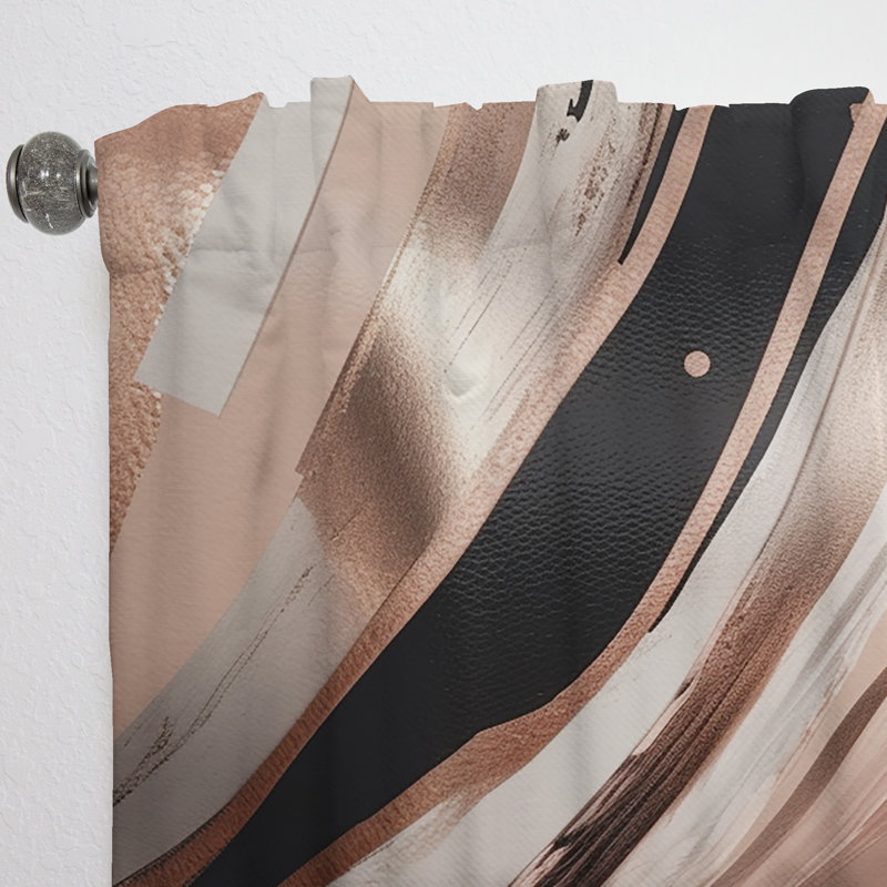 Pawnee - Rose Gold Embracing Essence Of Lines I - Modern Velvet Curtain - Room Darkening - 1 panel, 52" W x 84" L