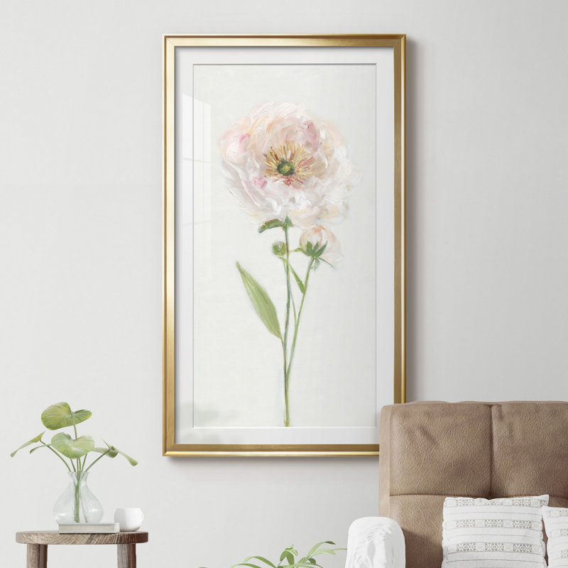 Pivoine simple II - Reproduction d'art sur papier encadrée, Encadrement doré, H 22,5 po x l 42,5 po x P 1,5 po