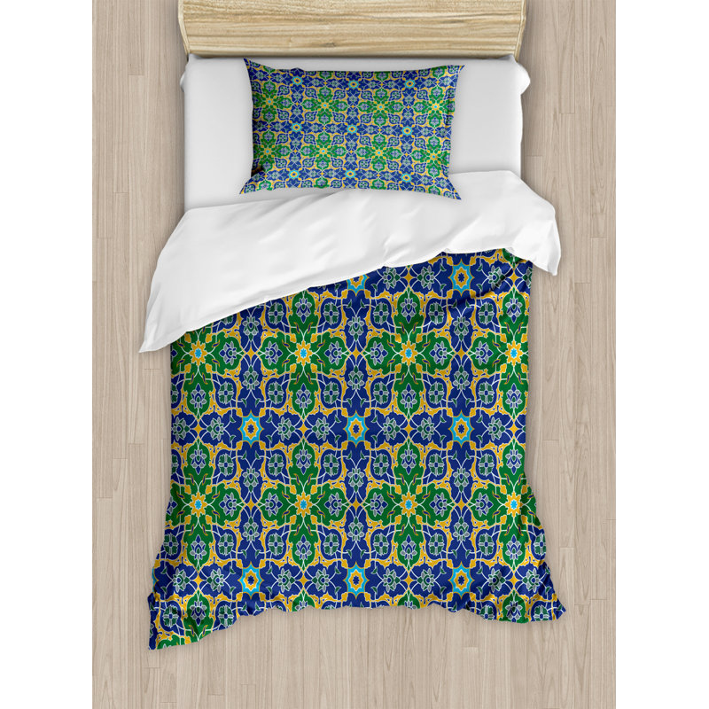 Global Inspired Floral Duvet Cover, Twin Duvet Cover + 1 Sham