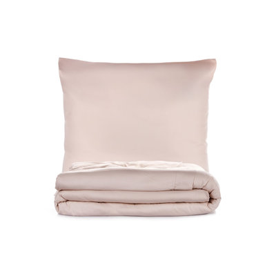 Ensemble de housse de couette luxueuse 100% satin de coton, beige | Comprend une housse de couette 79 x 79 et (2) taies d'oreiller 31,5 x 31,5 | Impression réactive, lavable en machine, 210 fils, fermeture à boutons pour une utilisation facile