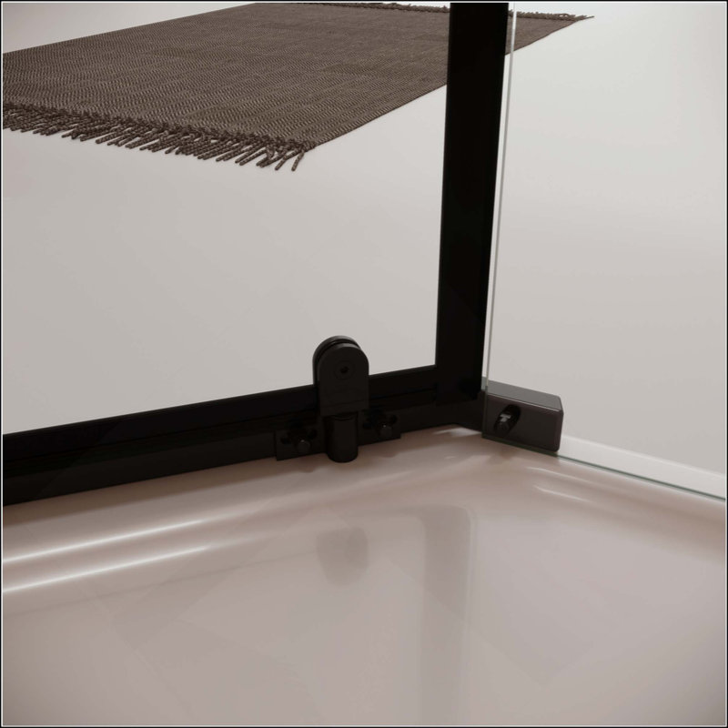 Porte de douche pivotante, avec verre trempé, cabine de douche néo-angle sans cadre pour porte de douche de salle de bain (non incluse)