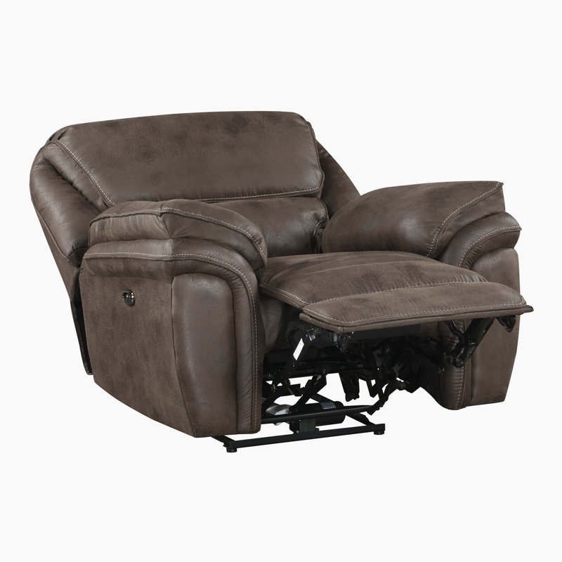 Fauteuil inclinable électrique en microfibre polie moderne et contemporaine de 44,5 po avec commande d'alimentation à une touche et port de charge USB Lineham
