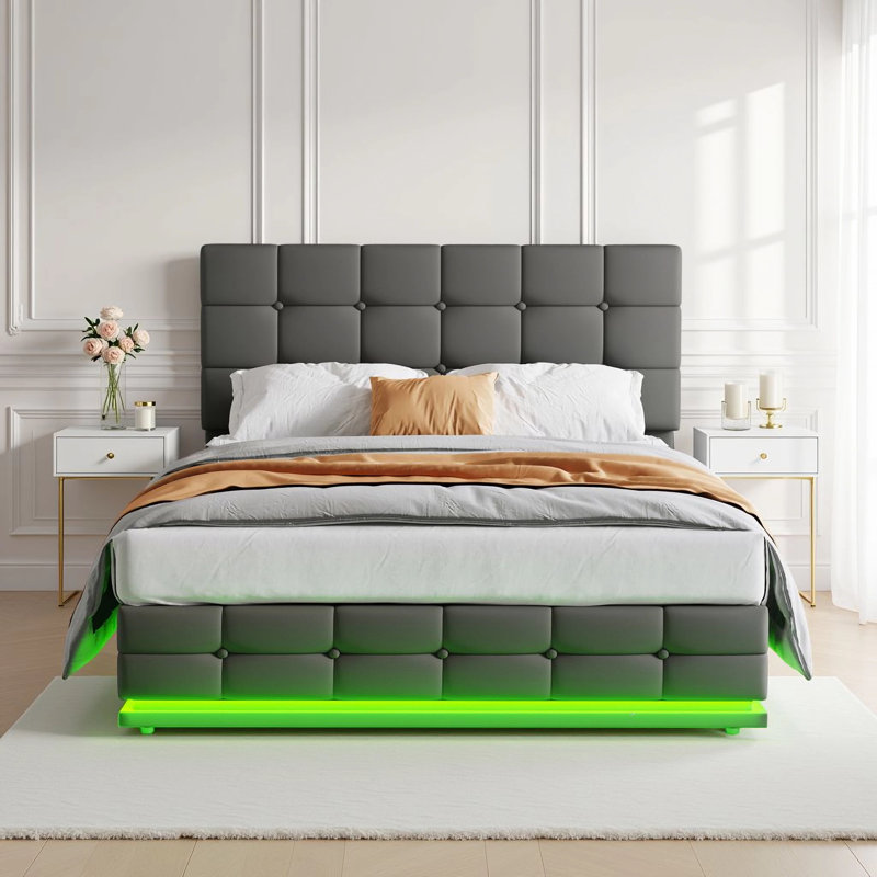 Upholstered Ottoman Storage Bed, Grey