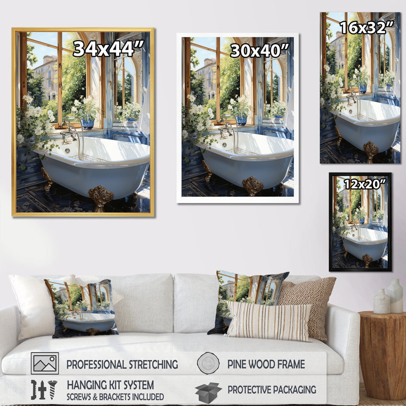 Ladaijah Bathroom Tranquil Reflections V - Art mural de salle de bain, H 32 po x l 24 po x P 1 po, Cadre flottant noir