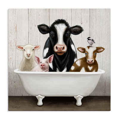 «Country Animals Farmhouse Claw Bathaign» par Elizabeth Tyndall - peinture sur toile tendue