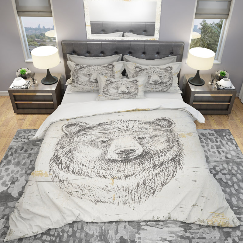 Ensemble de housse de couette Bear Wild and Beautiful IV, Twin Duvet Cover + 2 Shams