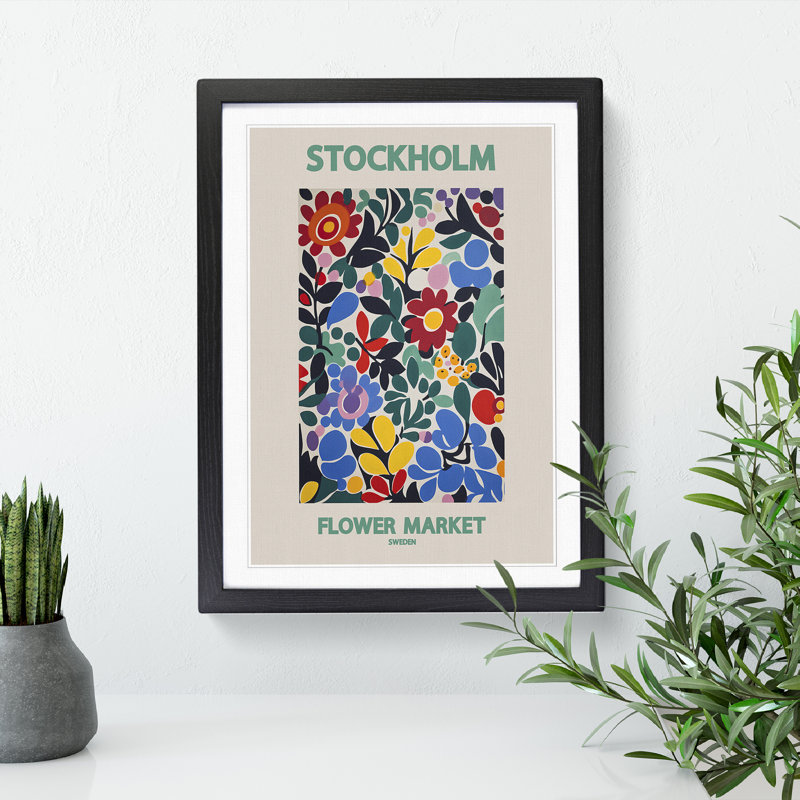 Stockholm Flower Market Exhibition 6 1 Piece Single Picture Frame Wall Art, 46cm H x 34cm W x 2cm D