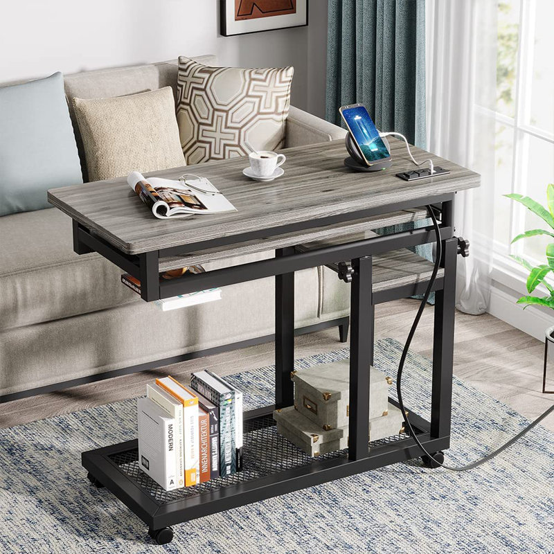 Bureau d'ordinateur réglable en hauteur Granton, Gris