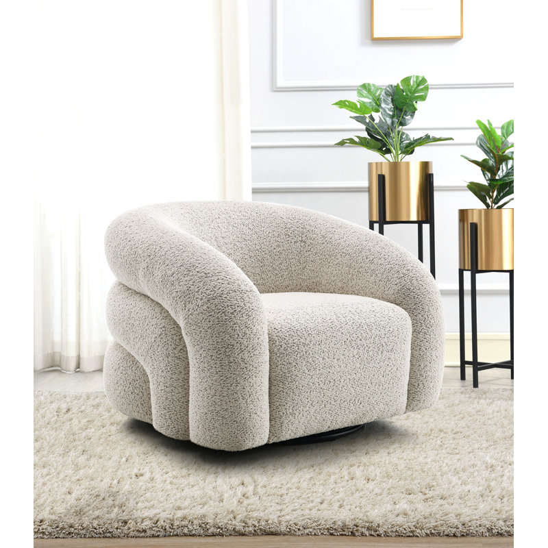 Fauteuil bouclé gris Irma avec pivot