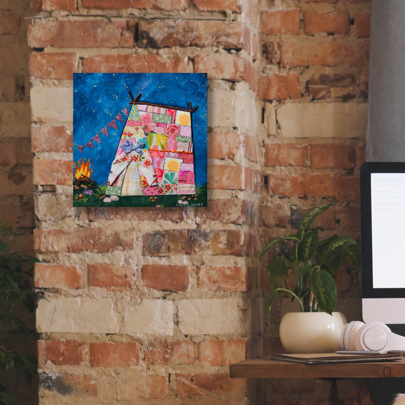  «Nightime By The Fire» par Carrie Sharp, art mural sur toile, 12 po x 12 po