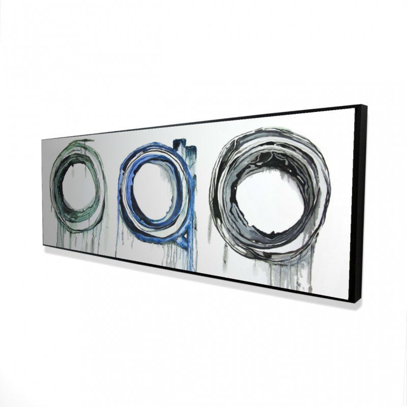 Trio de cercles - toile encadrée 20 po x 60 po, H 16 po x l 48 po