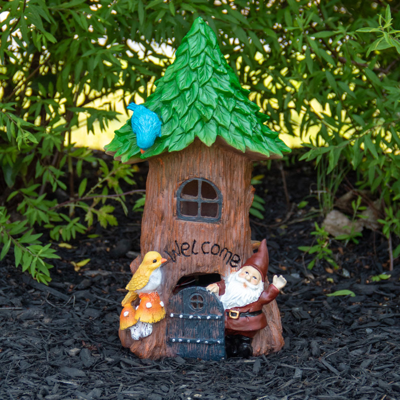 Statue de jardin gnome 14 po avec éclairage solaire