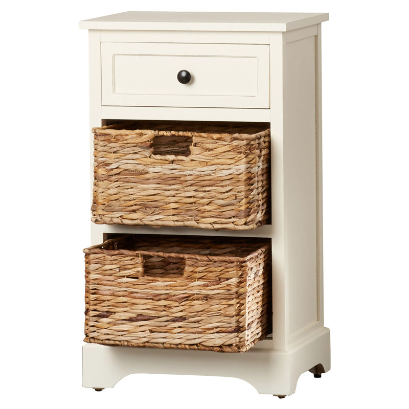 Painswick Solid Wood 3 - Drawer End Table, Distressed White