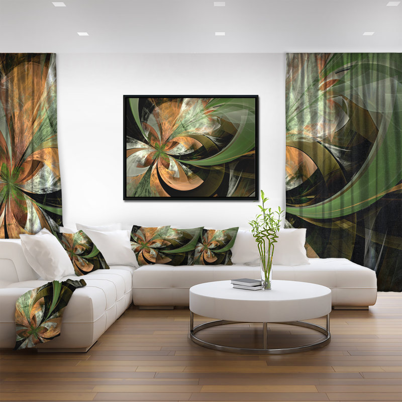 «Orange and Green Large Fractal Flower», reproduction d'impression sur toile tendue, H 12 po x l 20 po x P 1 po