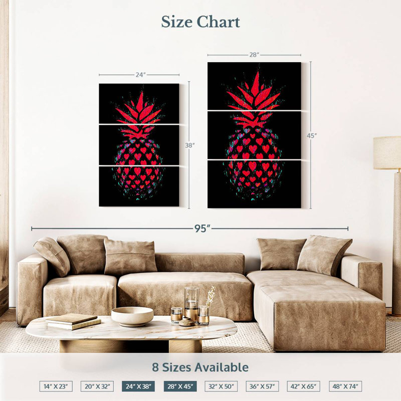 Yarlin Heart Dotted Pineapple, 38" H x 24" W