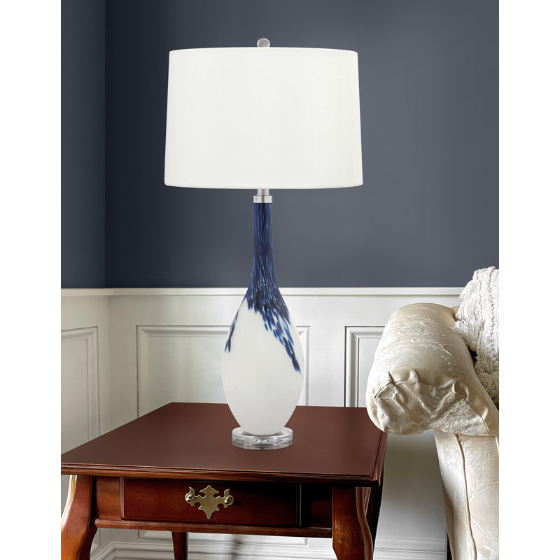 Brescia 34 in. Blue & White Glass Table Lamp