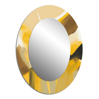 Mustard Yellow Retro I - Large Oval Wall Mirror On Metal