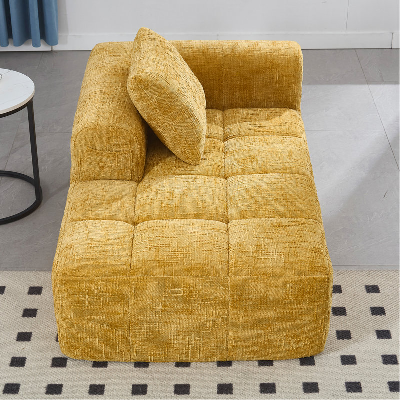 Canapé en chenille, canapé-lit modulaire minimaliste pour salon, salon et chambre à coucher, Jaune