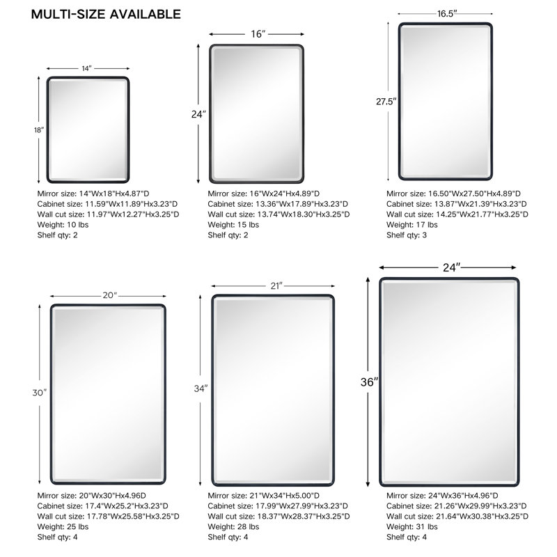 Farmhouse Recessed Metal Bathroom Medicine Cabinets with Mirror with Adjustable Tempered Glass Shelves, Brushed Gold