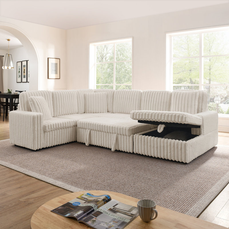 Canapé en velours Corduroy, Beige