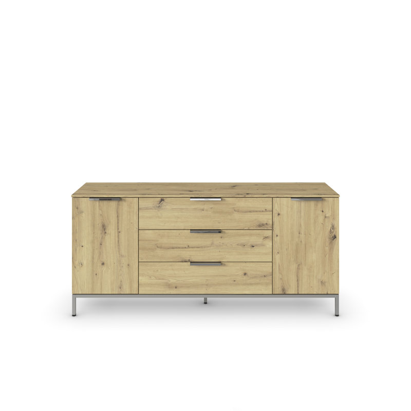 Flipp 3 - Drawer Chest of Drawers, Artisan Oak/Chrome