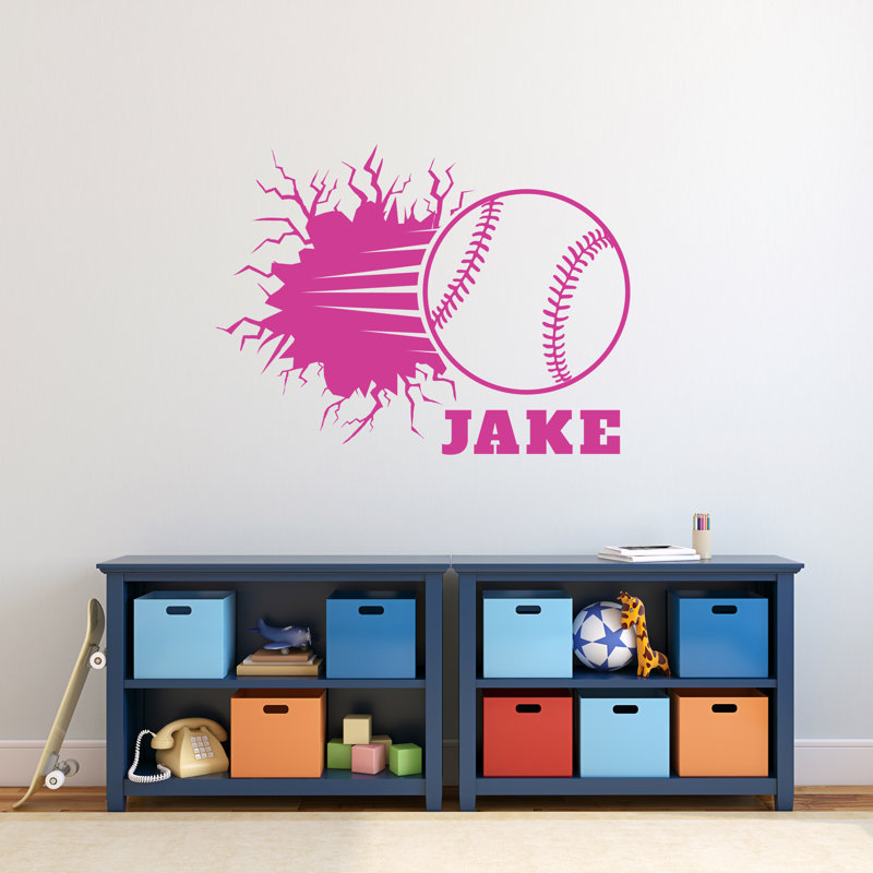 Décalcomanie murale découpée baseball Jimenez, Oui, Rose vif