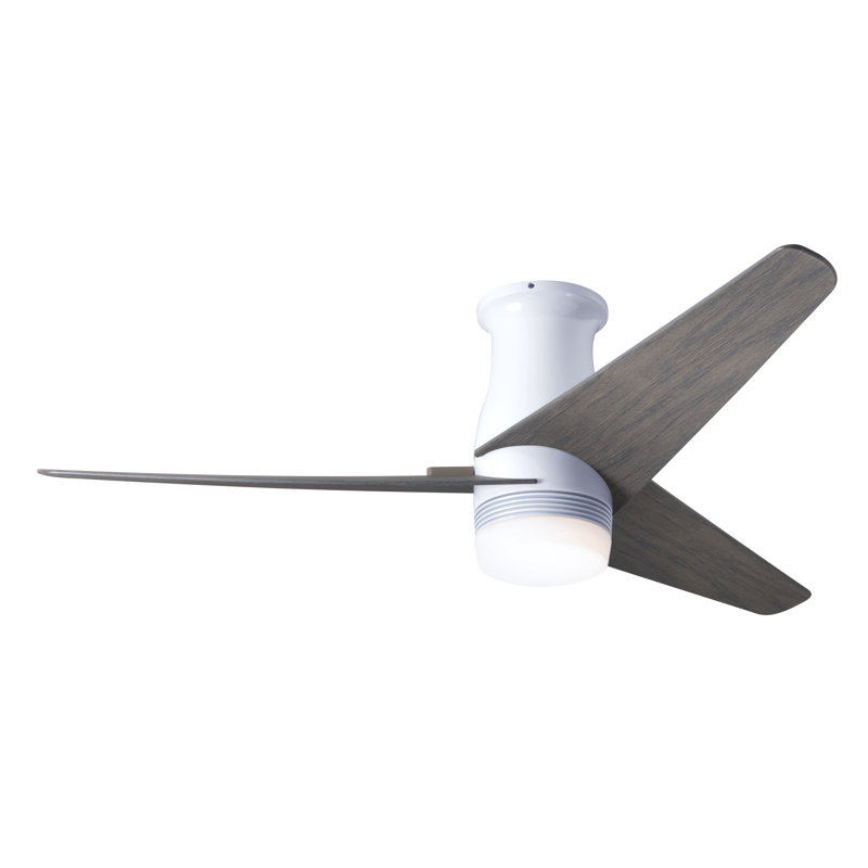 Velo 48'' Ceiling Fan with LED Lights, Gloss White, Wall/Remote Combo Controls, Graywash