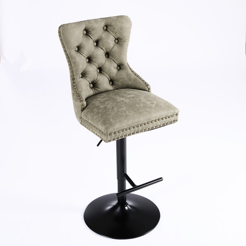 Cuir d'unité centrale avec hauteur réglable, dossier confortable pour pub olive, 2 chaises pivotantes sur 360 °, Home 2