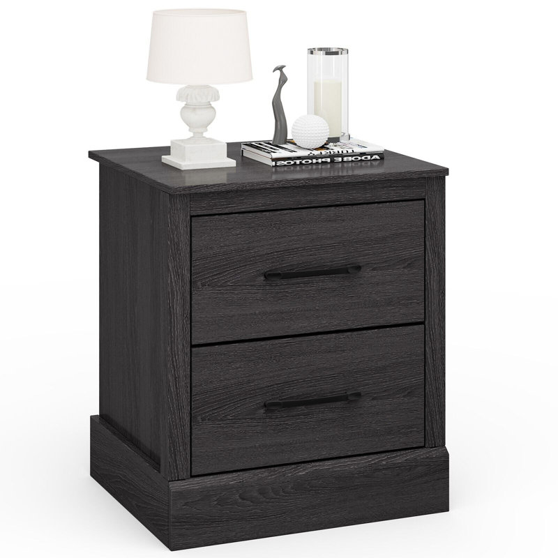 Hawi 46 cm W Bedside Table, Dark Grey Oak