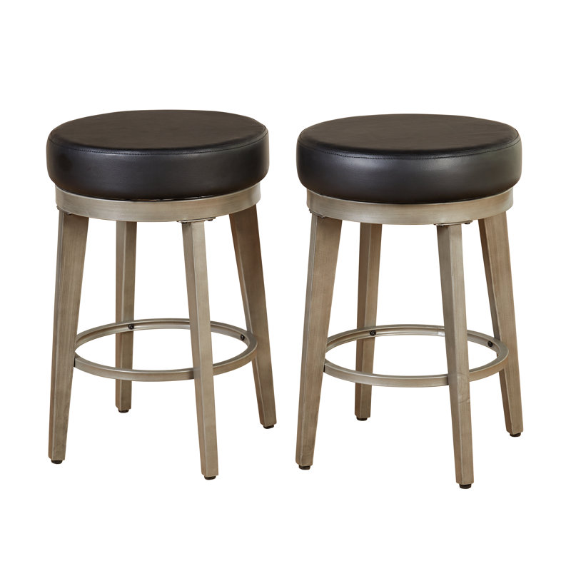 Tabouret de bar pivotant 30,5 po Gadberry, Noir, Étain brossé, 24.5"