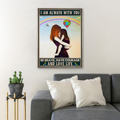 Mother and Daughter with Rainbow - Wrapped Canvas Graphic Art