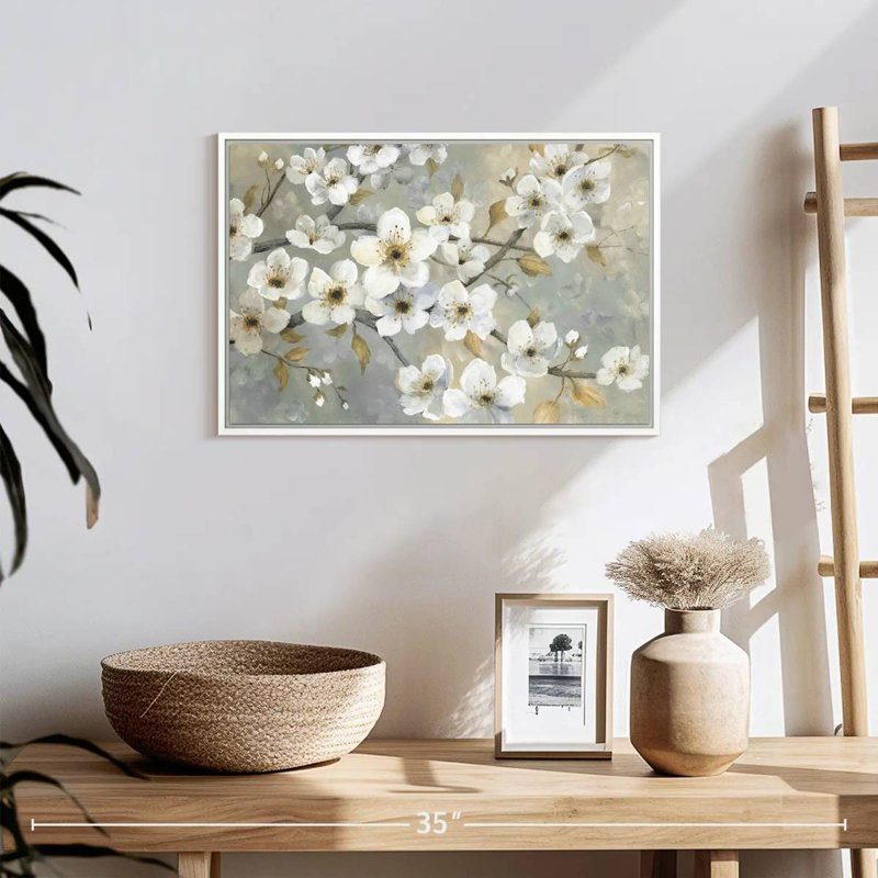 Golden Garden, Floating Frame White, 19" X 13"