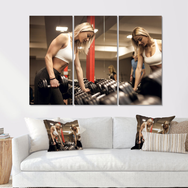 «Aérobie», ensemble d'œuvres d'art sur toile d'aérobie et de musculation, H 32 po x l 48 po