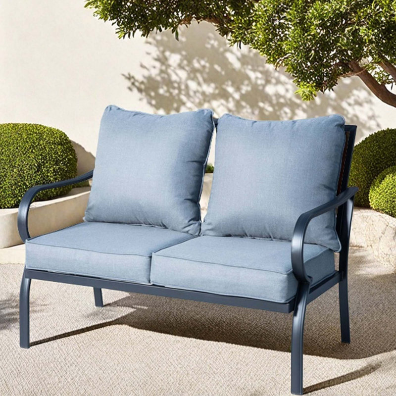 Patio Loveseat, Outdoor Sofa with Cushions, Waterproof Modern Design for Porch, Balcony & Garden, Gray