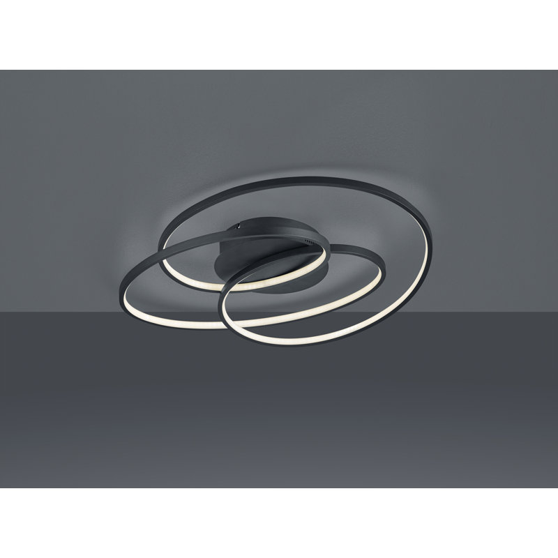 Voluntown 1-Light LED Flush Mount, 13.5cm H x 60cm W x 43cm D, Black