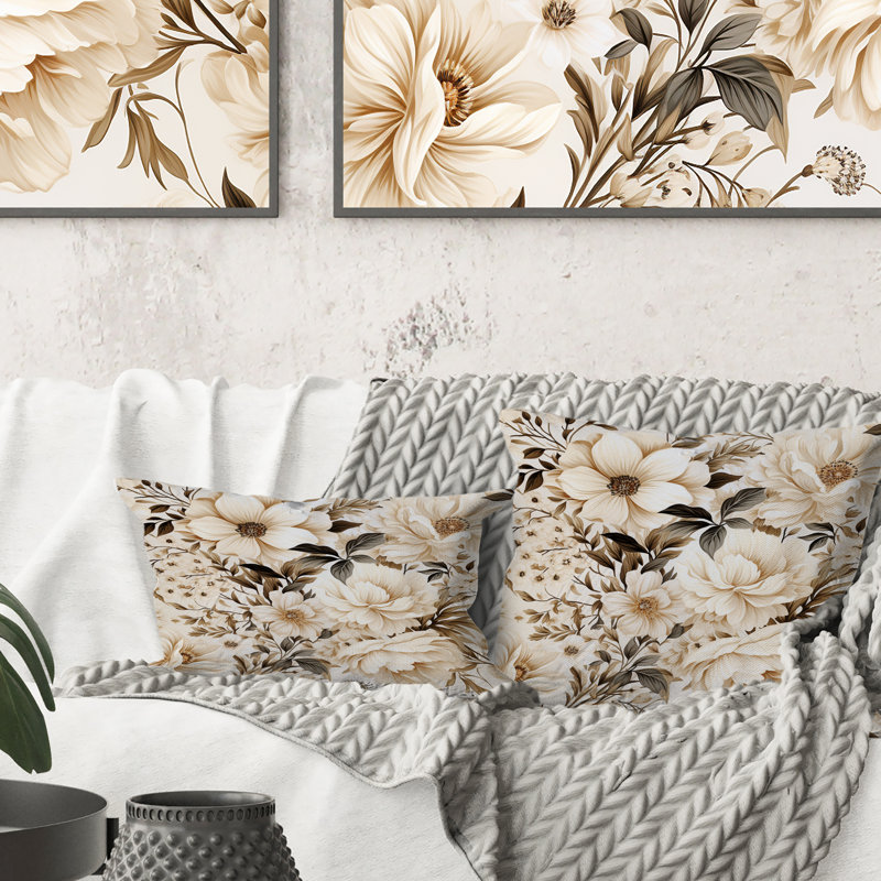Coussin imprimé de plantes rétro II