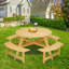 Table de pique-nique ronde en bois Kate, table pour 8 personnes avec 4 bancs intégrés-100009931