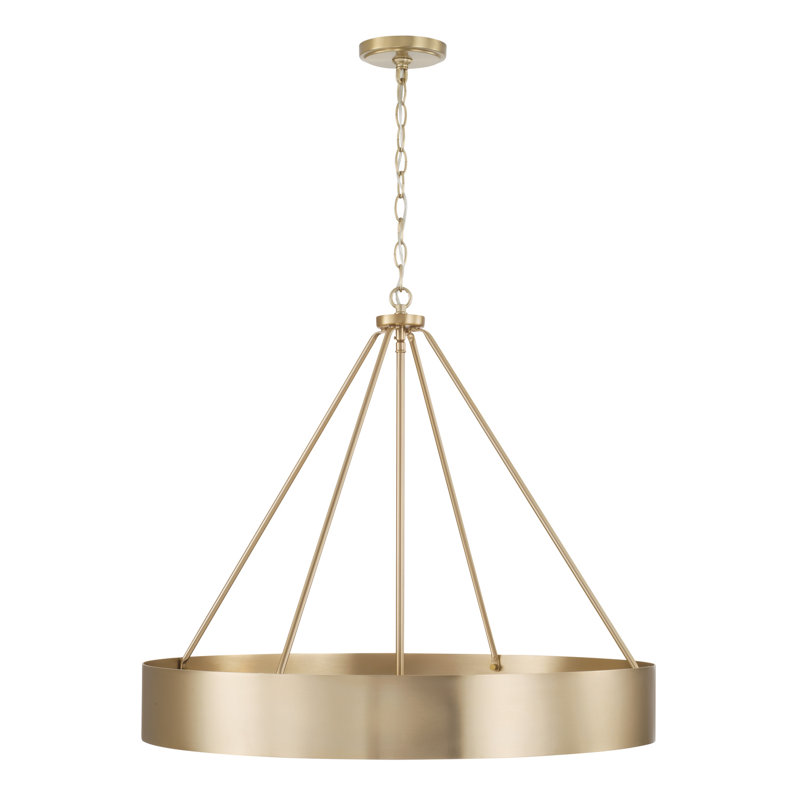 27.50"W x 24.25"H 4-Light Modern Circular Metal Chandelier, Matte Brass