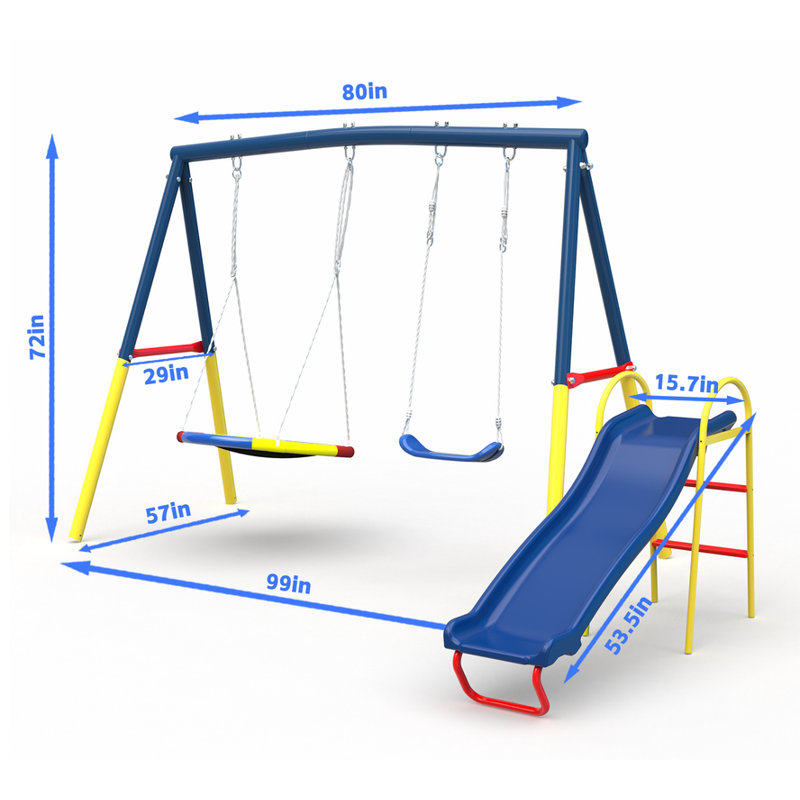 Portique 3 en 1 avec glissade - Balançoire / Grimpeur / Accessoire | Cadre en A robuste, thermolaqué, 3 ans et plus