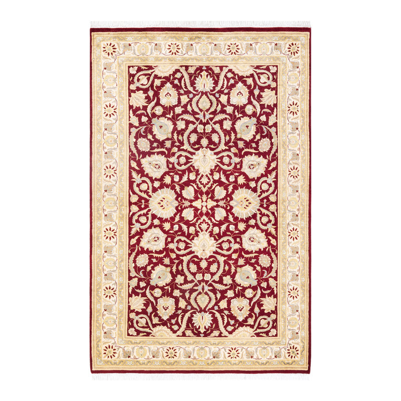 Tapis unique en laine noué à la main 4 pi 2 po x 6 pi 5 po nouvel âge Hayner