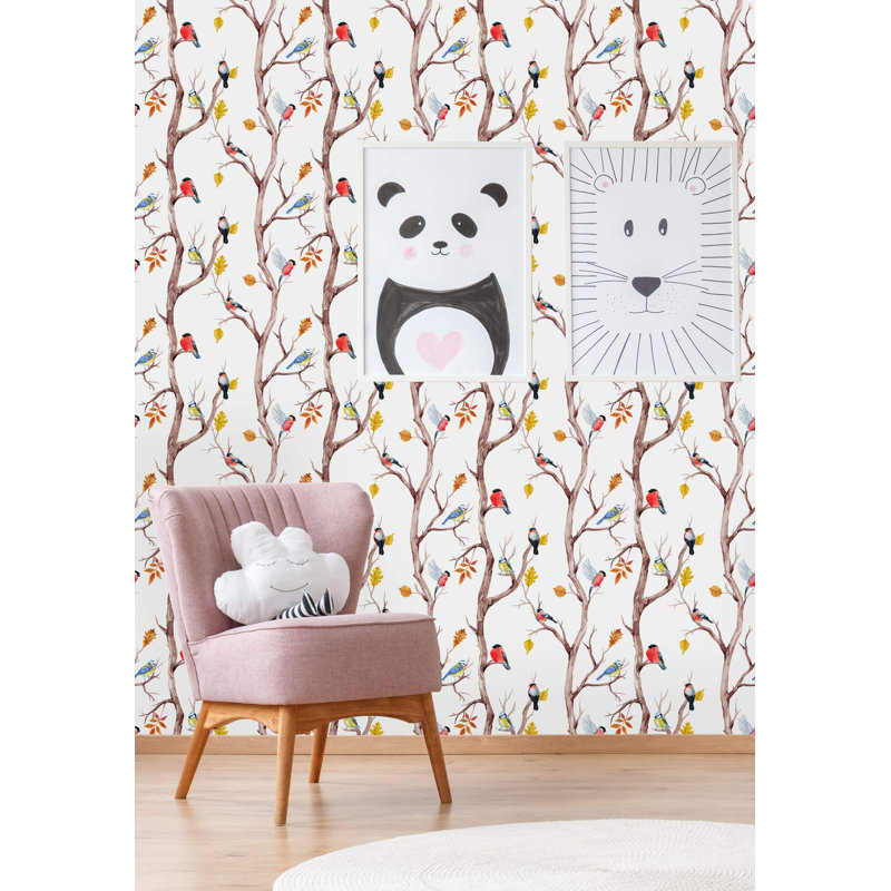 Rouleau de papier peint autocollant Athos Birds and Branches, L 10,42 po x l 25 po