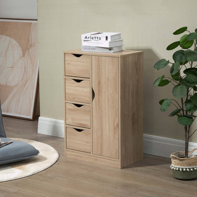 Armoire de rangement autoportante avec 4 tiroirs et porte