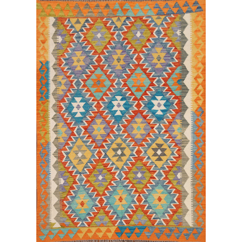 Kilim Reversible Wool Area Rug 5x6
