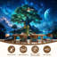 Papier peint adhésif autocollant Mystical Tree Glowing Foliage Under Starry Night Sky Fantasy Landscape-350365971